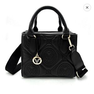 Valentino Orlandi Quilted Black Satchel
